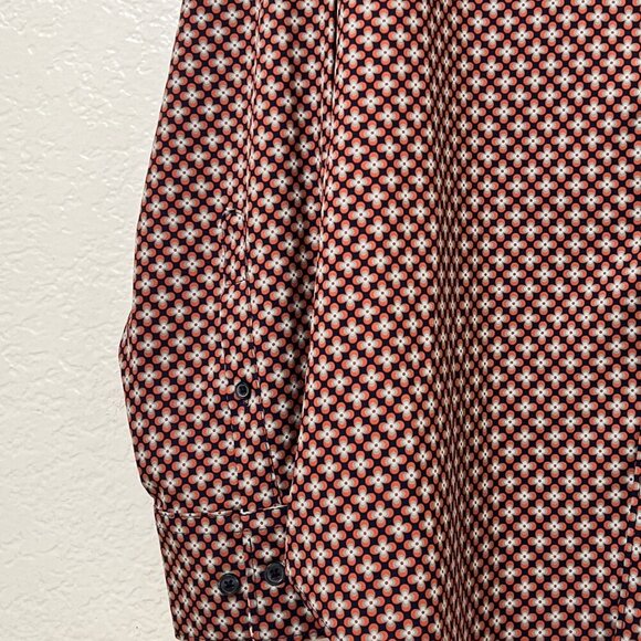 Con.Struct Slim Fit 4 Way Stretch Brown Print Button Down Flip Cuff Shirt XL - Picture 2 of 9